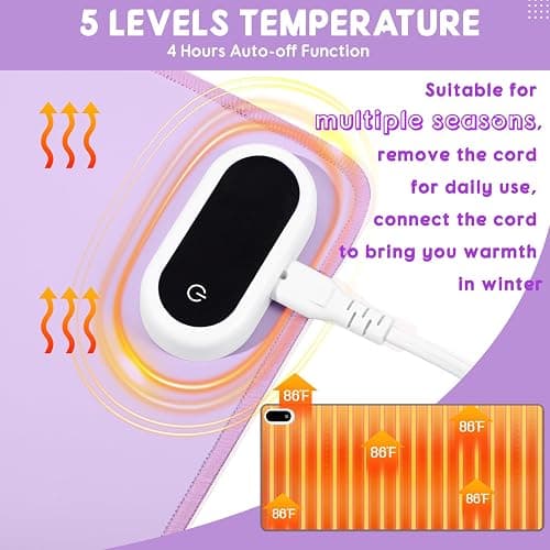 Konohan Heated Large Desk Mat PU Leather Warm Mouse Pad with 5 Heating Level & 4 Hour Auto Shut-Off Heating Keyboard Pad Warmer Gaming Mouse Mat Only Supports 110v(Purple Color,31.5" X 13") thumbnail 3
