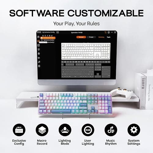 EPOMAKER TH108 Full Size Mechanical Keyboard (Blue&White, Creamy Jade) thumbnail 6