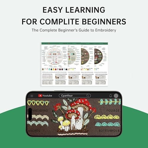 CYANFOUR Embroidery Kit for Beginners, 4 Stages to Learn 38 Stitches, with Step-By-Step Instructions and Clear Videos, Includes Multiple Accessories, Gift for Craft Lovers.(4 Stage) thumbnail 7
