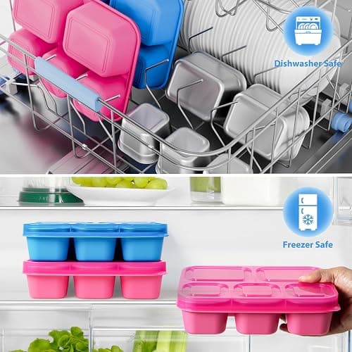 Freshmage Stainless Steel Snack Containers - 2 Pack, BPA-Free Lunch Bento Box with 5 Compartment, Reusable Food Storage Snackle Box for School, Work, and Travel, Dishwasher Safe (Pink) thumbnail 5