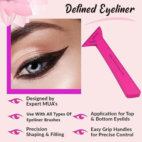 Eyeliner Stencils Pencil Liquid Waterproof Tool For Liner Makeup Brush Pen Stamp Thin Sharpener Cat Eyes Small Angled Wing Tip | Real Beginners Techniques Eye Shadow Lines Gel Eyebrow Pomade Black thumbnail 4