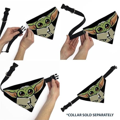 Star Wars Pet Bandana Star Wars Grogu Baby Yoda Smiling Impression Painting Black Slip On Collar Bandana Only thumbnail 6