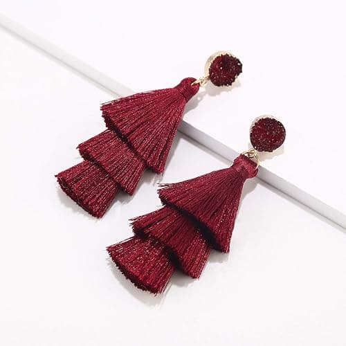 LEGITTA Tassel Earrings Layered Tiered Linear Drop Fashion Trending Earrings thumbnail 3
