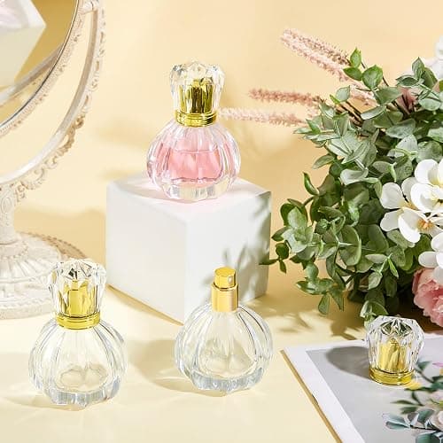 Teenyyou 12 Pack 50ml/1.7oz Pumpkin Shape Portable Retro Perfume Spray Bottle Empty Glass Refillable Perfume Atomizer Pumpkin Shape Antique Bottles with Refill Tool for Travel Home Decor(Gold) thumbnail 7