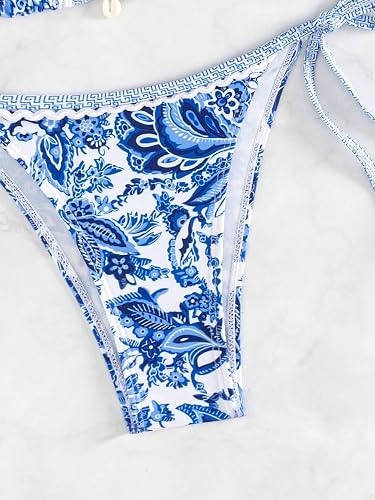 BYFINECANY Women's Floral Printed Bathing Suit Halter Paisley Summer Swimsuit Bikinis Set thumbnail 5