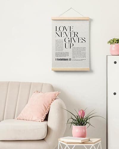 FGFK Christian 1 Corinthians 13 Wall Art Poster Hanger Frame, Bible Verses Wall decor, Black and White Religious Scripture Canvas Prints Framed Wall Decor for Home Office Church, 12x16 Inch thumbnail 7