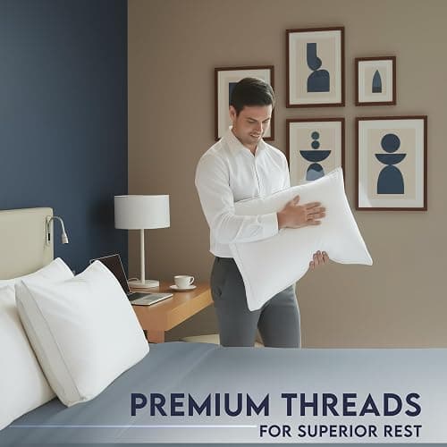 Utopia Bedding Bed Pillows for Sleeping King Size (White), Set of 2, Soft & Fluffy Pillow with Down Alternative Filling, Cooling, Hotel Quality, Gusseted Pillow for Back, Stomach or Side Sleepers | Cotton Blended Down alternative pillows for sleeping, soft fluffy cooling comfort for Back, side & stomach sleepers, 2 pack thumbnail 6