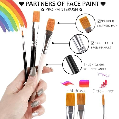 White Green Purple Face Body Paint, Face Painting Kit with Brushes for Beetlejuice & Frankenstein Halloween Makeup, Facepaints for Witch Ursula Maleficent Costume Cosplay & Monster Skeleton SFX Makeup thumbnail 7