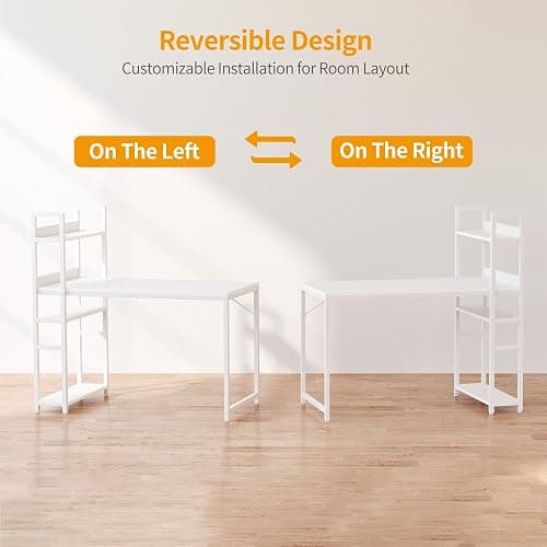 CubiCubi Computer Desk 40 inch with Storage Shelves Study Writing Table for Home Office,Modern Simple Style, White thumbnail 4