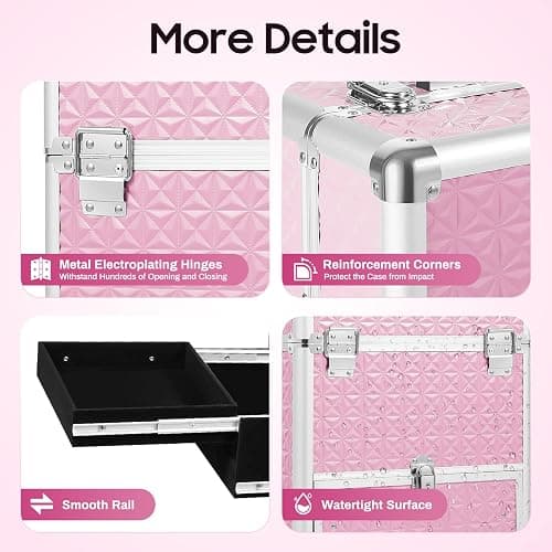 KHROOLT Rolling Makeup Case, Aluminum Cosmetic Train Cases with Drawer Rolling Makeup Cart Cosmetic Organizer 3 Tier Travel Case Salon Barber Case for Makeup Tattooist Nail Tech Hairstylists thumbnail 5
