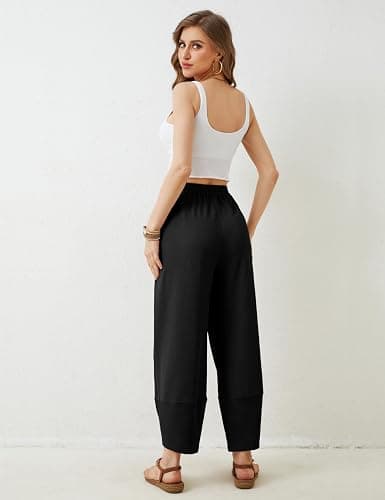 Xiaoxuemeng Womens Baggy Wide Leg Pants Casual Elastic Waisted Palazzo Harem Pants with Pockets thumbnail 9