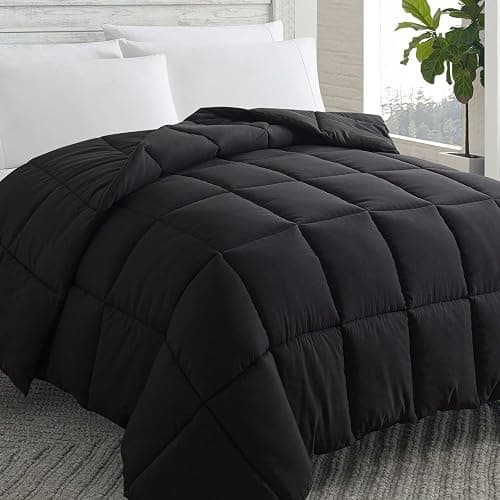 Cosybay Down Alternative Comforter (Black, Full) - All Season Soft Quilted Full Size Bed Comforter - Duvet Insert with Corner Tabs - Winter Summer Warm Fluffy, 82x86 inches - Image 1