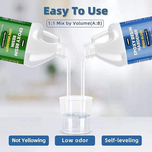 TAKIMO 1 Gallon Crystal Clear Resin Kit,No Bubble & Not Yellowing Epoxy Resin for Coating, Casting, Table Top,DIY, Bar Top, River Tables, Resin Art, Wood with High Gloss Finish thumbnail 4