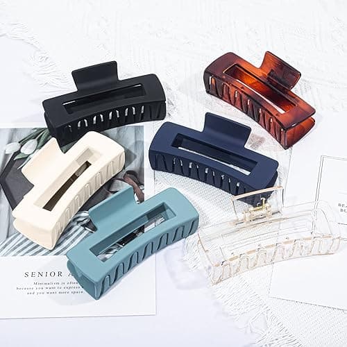 Vigorpace 12 Pack Large Hair Claw Clips 4.1" Big Square Matte for Women Girls, Strong Hold Banana Clips for Thick Thin Hair thumbnail 7
