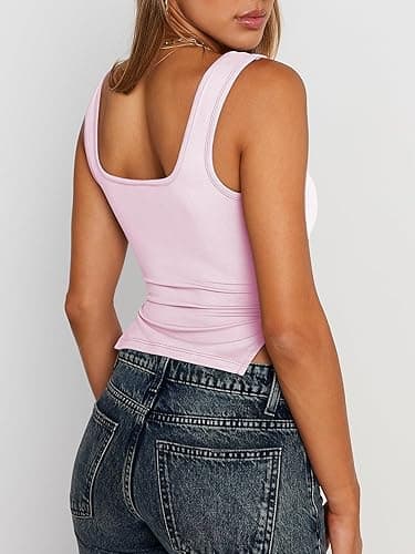 Trendy Queen Womens Going Out Crop Tops Backless Tank Tops Summer Y2k Teen Girls Basics Cute Clothes - X-Small - Pink thumbnail 4