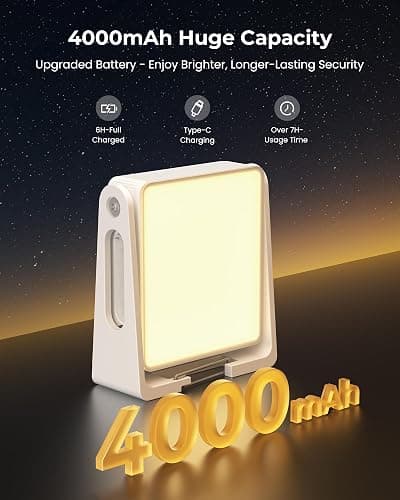 2 Pack Camping Light Lanterns, 4000mAh Camping Lamp Rechargeable Battery Powered 2-in-1 LED Lanterns, Flashlight Lights for Camping, Hiking, Emergency Lights for Home Power Outages, White thumbnail 5