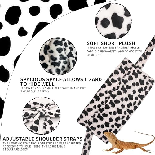 Tocwick Adjustable Bearded Dragon Carrier Leopard Gecko Sling Bag for Lizards Chameleons Hamster and Small Animal Reptile Pets Outdoor Travel Supplies (Cow) thumbnail 5