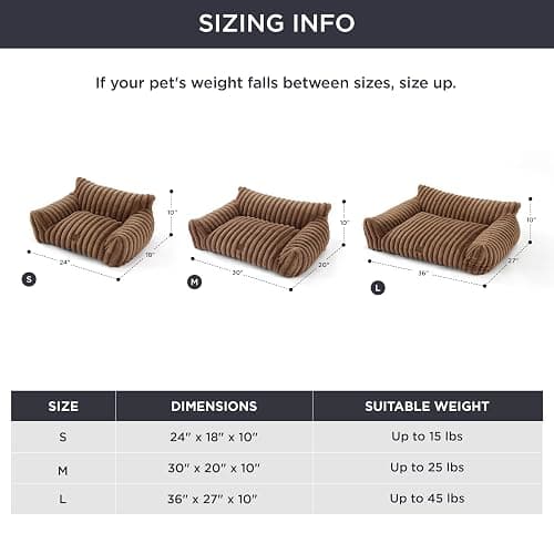Bedsure Cute Cat Couch for Pets - Fluffy Cat Sofa with Premium Soft Corduroy Fleece, Fuzzy Pet Couch Bed with Removable Washable Cover, Supportive Pet Chair for Indoor Cats, 24inch, Copper Brown thumbnail 6