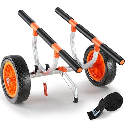 VEVOR Kayak Cart, Heavy Duty 450 LBS Load Capacity Kayak Trailer, Detachable Canoe Trolley Cart with Adjustable Width & Nonslip Support Foot, 12'' Solid Tires for Kayaks Canoes Float Mats Paddleboards - Image 1