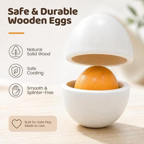 HANSGO 6PCS Play Food Sets for Kids Kitchen,Play Kitchen Accessories Wooden Egg Toy Food Grocery Store Pretend for Toddler Cooking DIY thumbnail 6