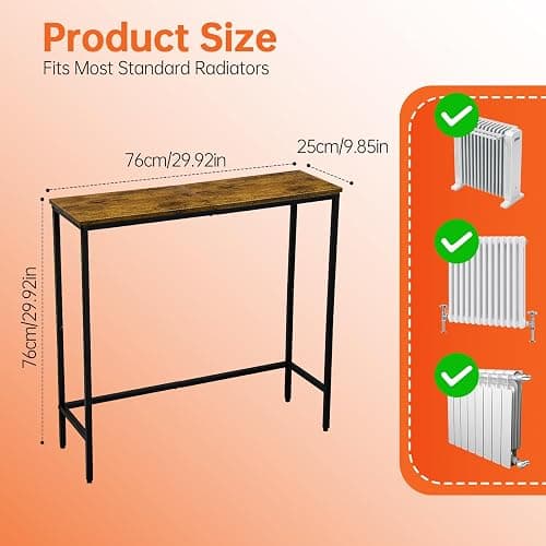 Radiator Shelf, Radiator Topper Cover Shelf, Wood Heat Deflector Shelfs in Rustic Brown and Black, Improves Warm Air Circulation, Protects Wall and Adds Storage, Easy to Install (9.5x29.5x29.5inch) thumbnail 2