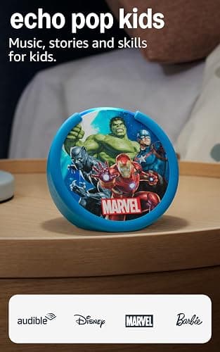 Amazon Echo Pop Kids (newest model), Designed for kids, with Alexa+ Early Access, parental controls, Includes 6 months of Amazon Kids+, Marvel's Avengers thumbnail 9