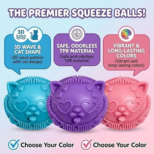 Puasyto Cool Cat Squeeze Squishy, Wild Kitties Fuzzy Ball Sensory Squeeze Balls, Slow Rising Stress Relief Toys, Anxiety Calming Squishy Fidget Balls, Great for Stress Reduction or Gifting thumbnail 6