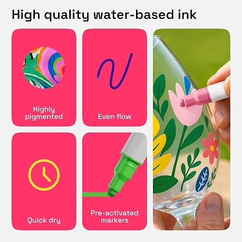 ARTISTRO 24 Dual Tip Acrylic Paint Markers, Acrylic Paint Pens, Fabric Markers for Textile, Rock, Glass, Wood, Paper, Ceramic, Canvas DIY Art Supplies Kit for Kids and Adults (Dual Tip Dot + Fine, 24) - 24 - Dual Tip Dot + Fine thumbnail 6