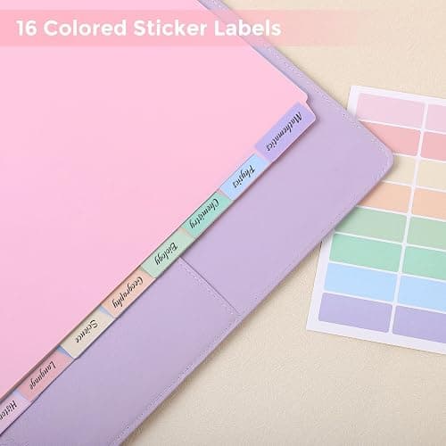 SKYDUE 8 Tab Durable Plastic Dividers, Big Tab Dividers for 3 Ring Binder, Write & Erase 3 Ring Binder Dividers with Tabs, with Sticker Labels, 1 Set, Aesthetic Pastels Binder Dividers thumbnail 6
