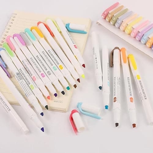 MAIKEDEPOT Assorted Colors Highlighters, Pastel Highlighter Real Mild Markers Dual Tip Highlighter Markers Chisel and Fine Tips for Coloring, Underlining, Highlighting (35colors) thumbnail 6