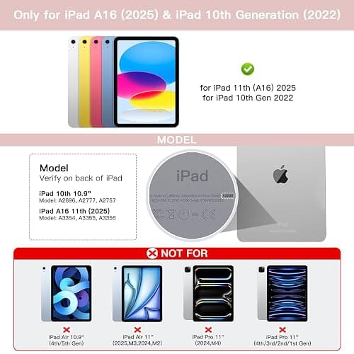 RAYMCRAFT for iPad 11th (A16, 2025) / 10th Generation Case with Keyboard, Mouse and Detachable Wireless Keyboard, 7-Color Backlight, Slim Case with Pencil Holder, Pink thumbnail 2