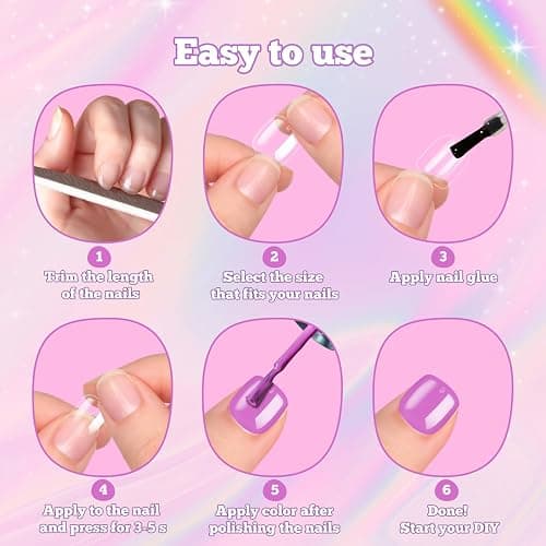 krofaue Short Kids Clear False Nails - 240Pcs Press on Nails for Little Girls Full Cover Children Fake Nails Fingernail Decoration 10 Sizes Soft Gel Nail Tips for Kids thumbnail 7