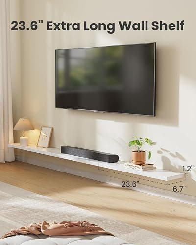 Amada 23.6" Floating Shelves for Wall Decor & Storage, Set of 3, White | MDF Wall Shelves for Bedroom, Bathroom, Living Room, Kitchen, 22 lbs Capacity per Shelf, Hidden Brackets, Flexible Layout thumbnail 3