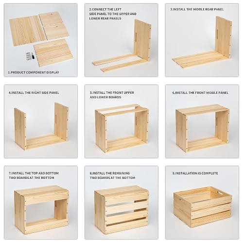 Extra Large Pine Wood Crates For Storage, Vinyl Records Storage Crates,The Storage Crates Are Made Of Pure Natural Solid Wood,Exuding Natural Pine Flavor,Unfinished Wooden Crates For Display . (1) thumbnail 9