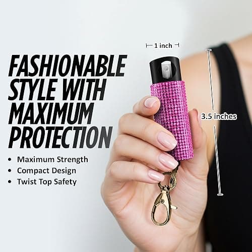 Guard Dog Security Bling It On Stun Gun and Pepper Spray for Self Defense, Fashionable Self-Defense Keychain Set for Women, Glow-in-the-Dark Actuator, 16-Ft Range, USB Rechargeable thumbnail 4