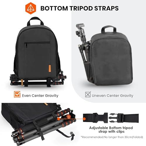 TARION Camera Backpack Bag Small - Professional DSLR Photography Case with 13 inch Laptop Compartment & Waterproof Rain Cover & Bottom Tripod Holder for Men Women Photographers - Black TB-S thumbnail 4