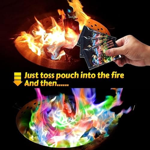 HGD (6 Pack) Magic Campfire Fire Color Changing Packets for Fire Pit, Indoor/Outdoor Fireplace, Bonfire - Rainbow Magical Flame, Camping Accessory, Compatible with Wood thumbnail 3