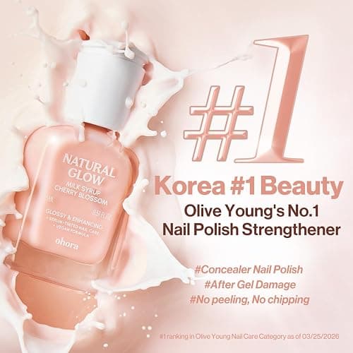 ohora Natural Glow Milk Syrup Nail Strengthener (Rosehip) - Tinted Nail Hardener for Brittle, Damaged Nails, Quick-Dry Glossy Finish, Nail Repair & Growth, 15 mL thumbnail 3