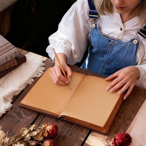 Wisefine Vintage Hardcover Lined Notebook A5 Journal - 384 Pages 100 GSM Thick Kraft Paper Writing Journal for Men & Women Dark Brown 5.51" x 8.50" thumbnail 5
