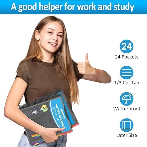 12 Pocket Plastic folders with Pockets, 6 Colors Multi Pocket with Dividers | Folder Binder with Dividers, office Organizer Folder, Letter Size, School Supplies thumbnail 8