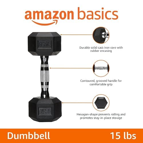 Amazon Basics Rubber Hex Dumbbell Hand Weight thumbnail 2