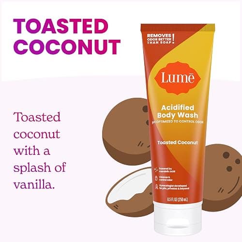 Lume Acidified Body Wash - 24 Hour Odor Control - Removes Odor Better than Soap - Moisturizing Formula - Formulated Without SLS or Parabens - OB/GYN Developed - 8.5 ounce (Toasted Coconut) thumbnail 2