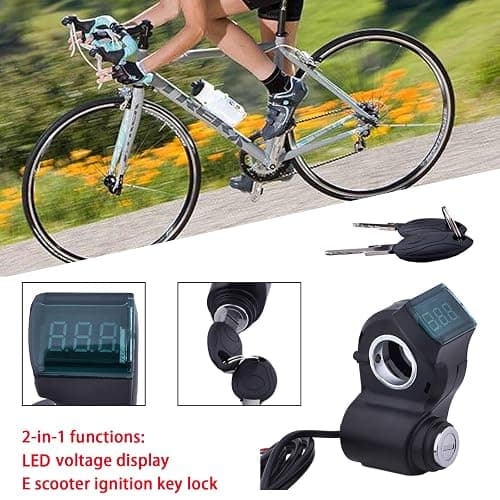 Universal 12V-96V Anti-Theft Ebike Key Ignition LED Voltmeter Key Switch | Fits 7/8" (22mm) Handlebar, Digital Voltage Display Battery Monitor, Simple 3-Pin Wiring, Key Ignition for Ebike E-Scooter thumbnail 3