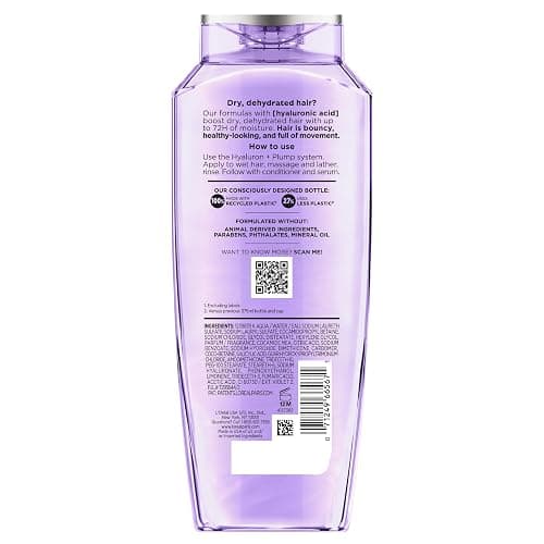 L'Oreal Paris Elvive Hyaluron Plump Hydrating Shampoo for Dehydrated, Dry Hair Infused with Hyaluronic Acid Care Complex, Paraben-Free, 12.6 Fl Oz thumbnail 10