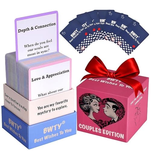 BWTY Best wishes to you 150 Conversation Starter Cards for Couples Games for Adults Date Night Couples Questions Card Game for Deep Connection Gift for Him and Her Anniversaries Valentine's Day - Image 1
