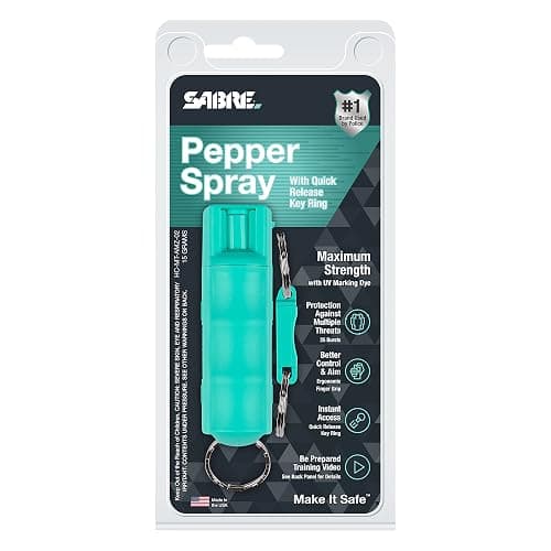 SABRE Pepper Spray, Quick Release Keychain for Easy Carry and Fast Access, Finger Grip for Faster Aim, 3X Longer Spray Time - Up to 10 Seconds, Max Police Strength OC Spray, 0.54 fl oz, Secure Safety thumbnail 8