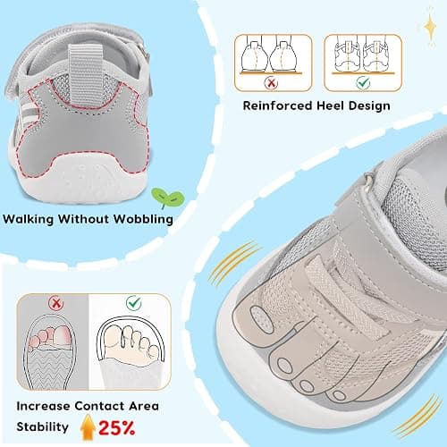 Scurtain Baby Shoes Boy Girl First Walking Shoe Infant Crib Breathable Sneakers Lightweight Barefoot Shoes for Babies thumbnail 4