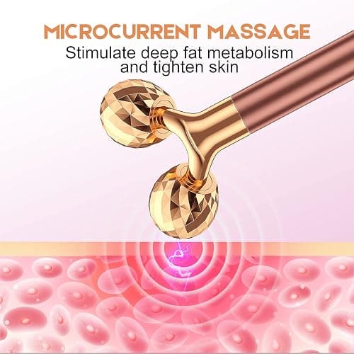 2-IN-1 Beauty Bar 24k Golden Pulse Facial Face Massager, Electric 3D Roller and T Shape Arm Eye Nose Head Massager Facial Roller Massager Kit Skin Care Tools thumbnail 4