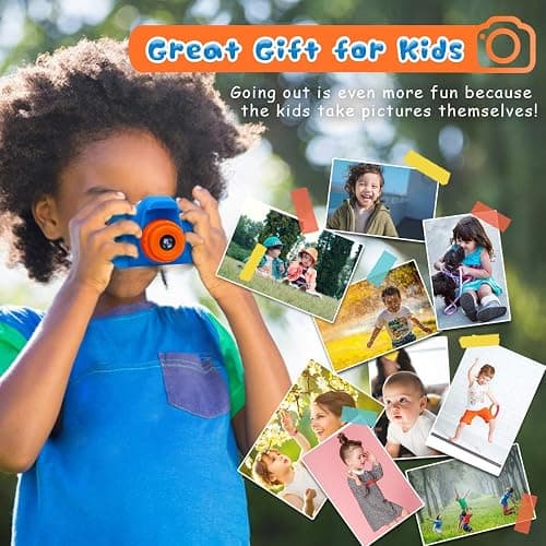 Seckton Upgrade Kids Selfie Camera, Christmas Birthday Gifts for Boys Age 3-9, HD Digital Video Cameras for Toddler, Portable Toy for 3 4 5 6 7 8 Year Old Boy with 32GB SD Card-Navy Blue thumbnail 4