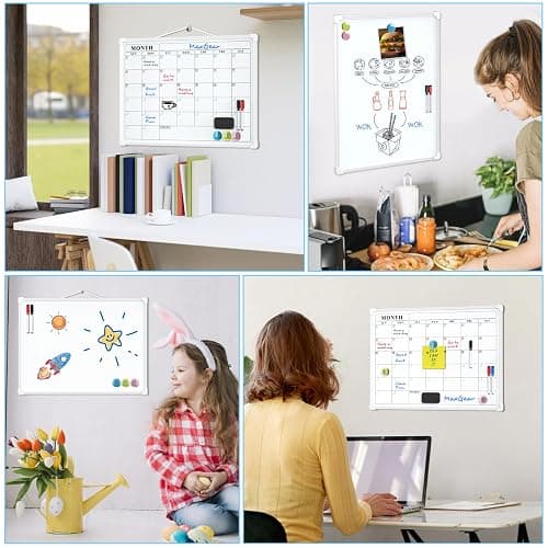 MaxGear Monthly Calendar Dry Erase Board for Wall, 16"x12" Small Hanging Double-Sided White Board, Portable Whiteboard for Planning, Drawing, Memo, to Do List, School, Home, Kitchen, Office thumbnail 8